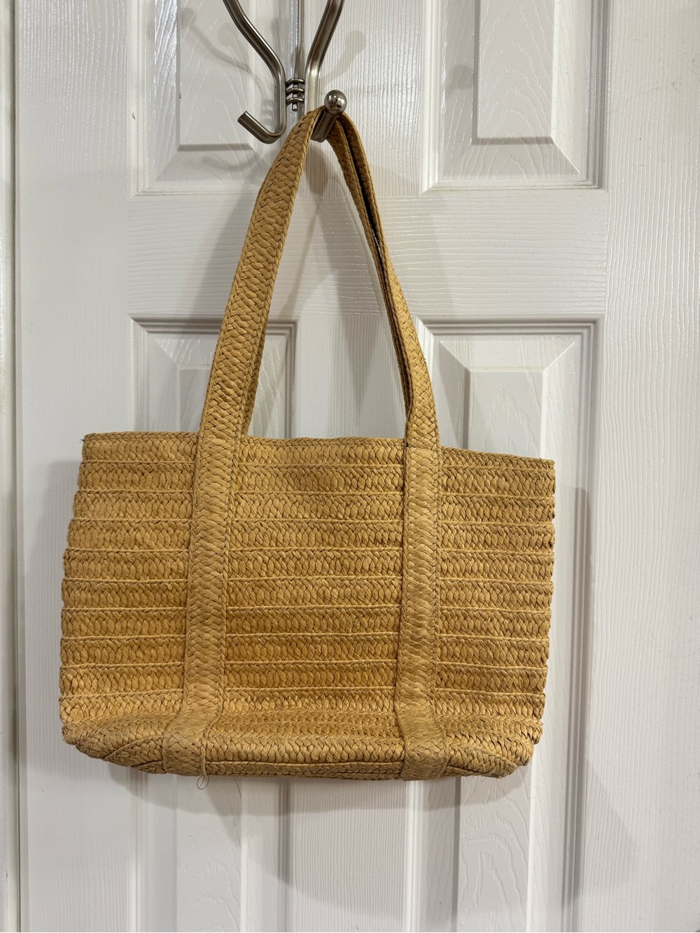 Draper James Tan Woven Straw Tote